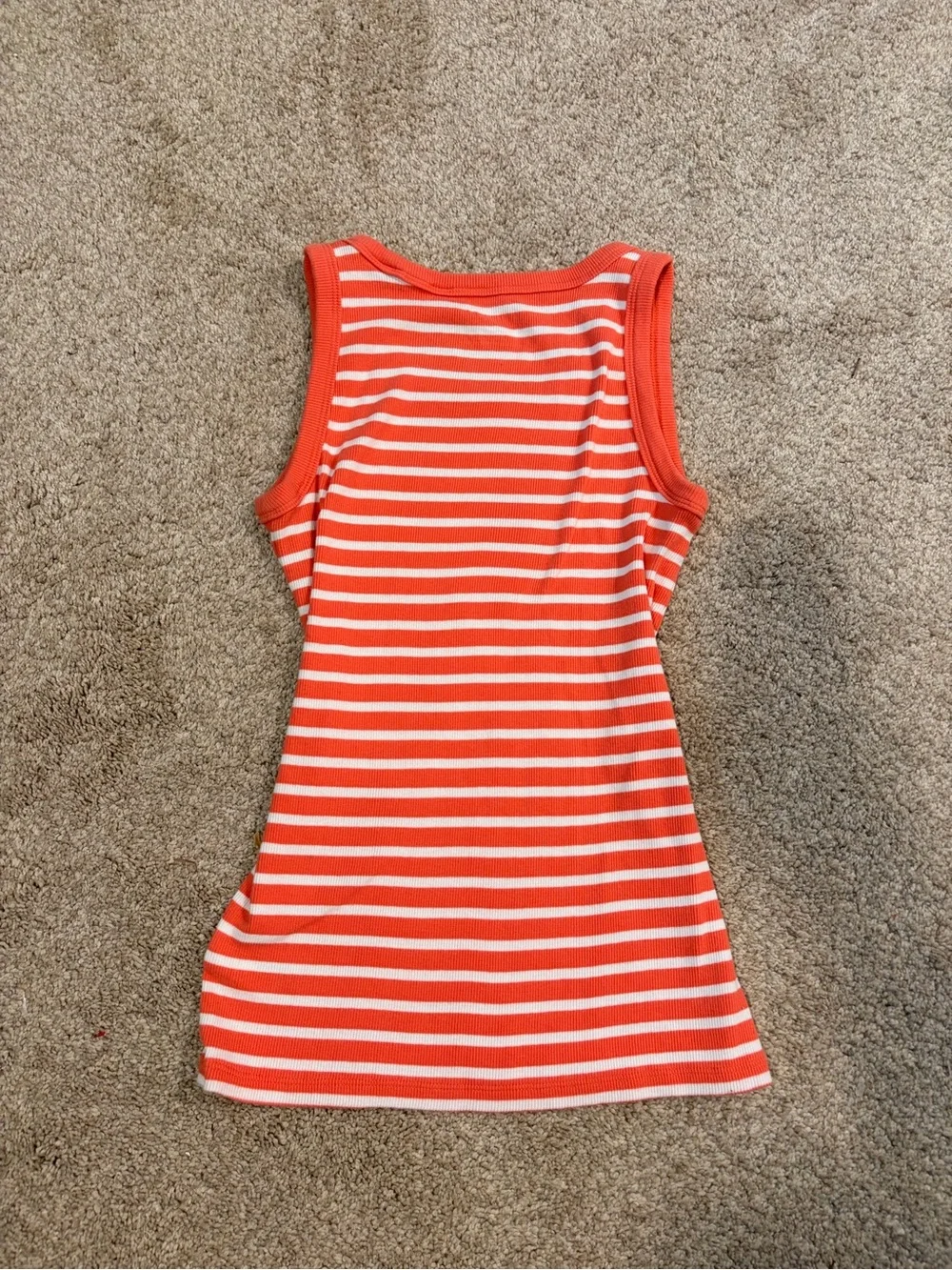 Talbots Coral and White Striped Tank